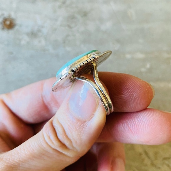 ♥️ Navajo ♥️ Donavan Skeets Sterling Silver & Sonoran Gold Turquoise Ring - Picture 5 of 15